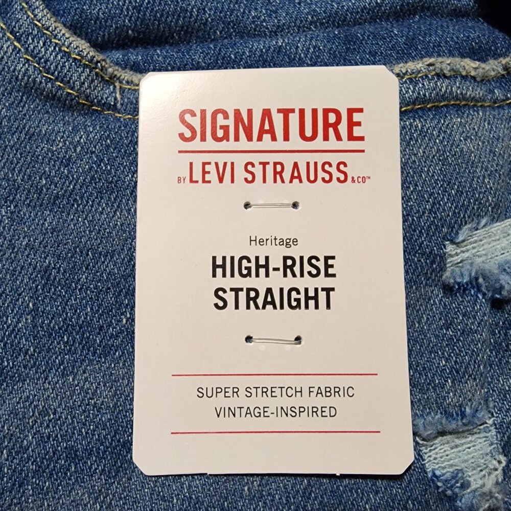 Signature by Levi Strauss Womens Heritage High Rise Straight Super Stretch Denim - Picture 8 of 10